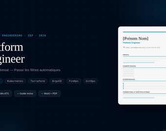 Lebenslauf-Vorlage: Plattform-Ingenieur IDP ATS 2026 | Backstage Kubernetes Terraform FinOps | Word PDF Französisch