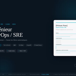 DevOps SRE Cloud Engineer CV-sjabloon ATS 2026 | Kubernetes Terraform AWS GitOps | Word PDF Frans