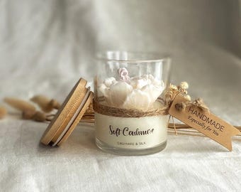 Handgemaakte sojawaskaars | Glazen pot met houten deksel | Elegant cadeau voor vrouwen | Huwelijksbedankje | Shabby chic | Woondecoratie