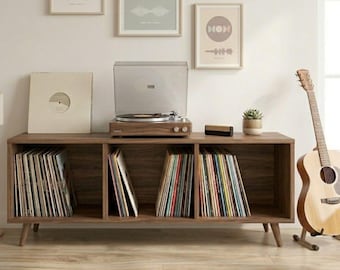 Mid-Century Modern Plattenspieler-Ständer | Schallplattenschrank | Plattenspieler Ständer | Retro Möbel für Musik Liebhaber