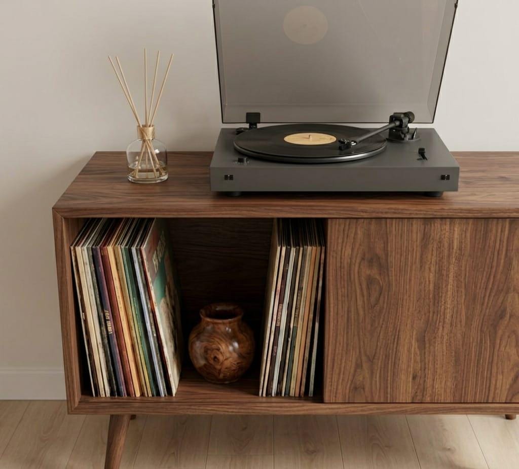 Mid Century Modern Record Player Stand With Vinyl Storage Cabinet - Etsy