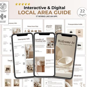 Local Area Guide Template | Airbnb Guest Welcome Guide | Printable City Travel Guide | Editable Neighborhood Map