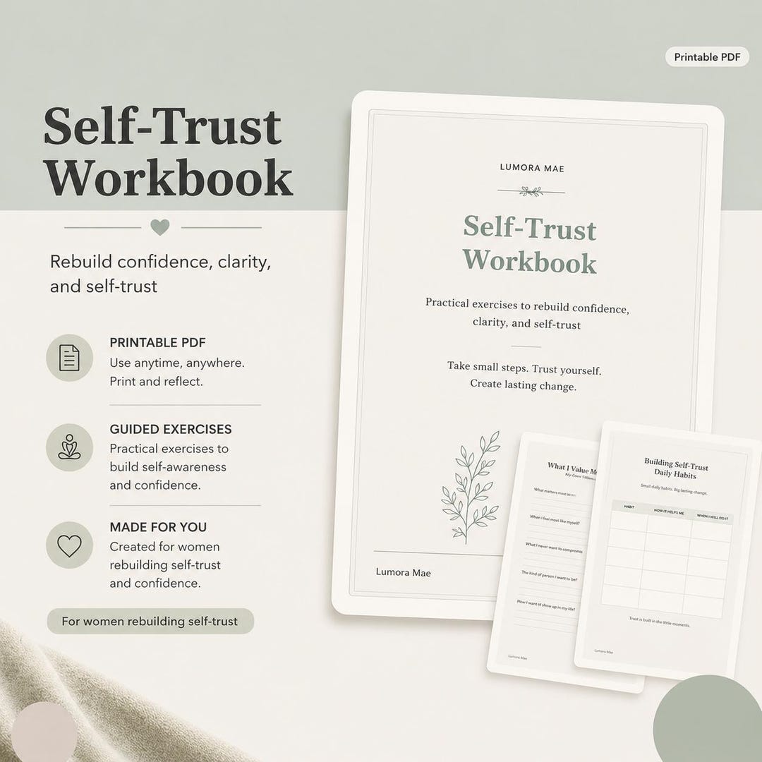 Self-trust Workbook Printable PDF, Confidence Journal, Self Improvement ...