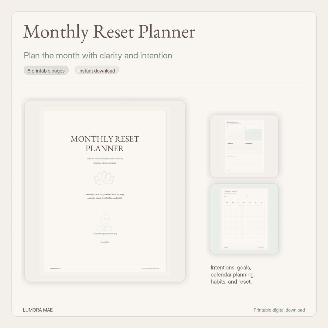 Monthly Reset Planner Printable | Monthly Planner PDF | Monthly ...