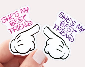 Best Friends sticker Set, white cartoon character gloves, BFF stickers, funny friend gift, cute sticker, gift for friend, bestie BFF decal