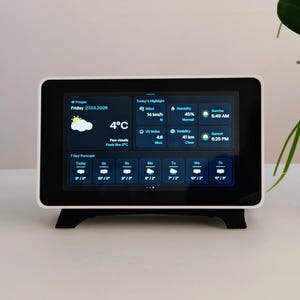 Dispositivo de escritorio con pantalla táctil de 7" – Reloj, calendario y estación meteorológica con tecnología criptográfica