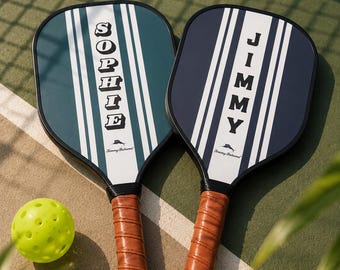 Personalized Pickleball Paddle Set, Custom Name Paddles, Matching Pickleball Rackets for Couples Gift