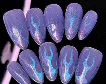 Unghie finte Cateye Flame / Realizzate a mano