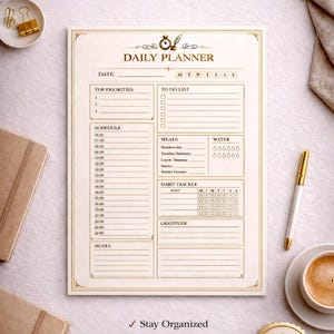 Daily Planner Printable A4A5/GoodNotes Digital Planner/Productivity Planner/Minimal Elegant Planner/Instant Download