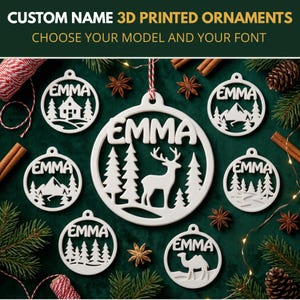 Pacchetto di file STL per decorazioni natalizie personalizzate con nome / File di stampa 3D per decorazioni natalizie personalizzate / Decorazione per albero genealogico / File STL e 3MF