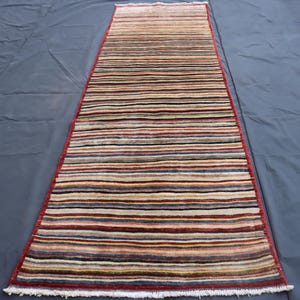 3x10ft Rug| Afghan Hallway  Runner  Rug| Turkmen Multi-color  Wool Rug| Handmade Rug| Tribal Rug| Lobby Rug|