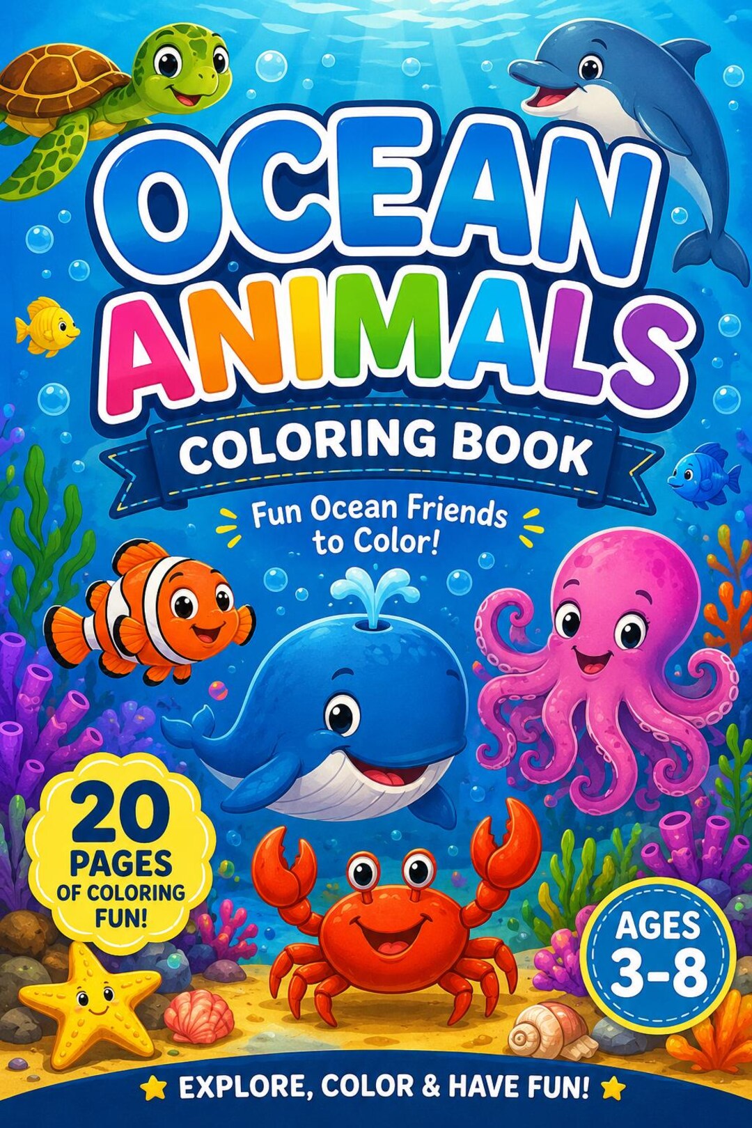 Ocean Animals Coloring Book for Kids | Printable Sea Creatures Activity ...