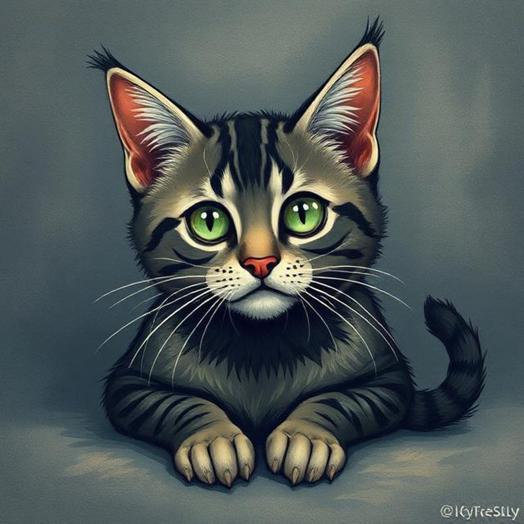 Grey Tabby Cat Wall Art Print for Room Decor - Etsy