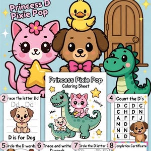 Letter D Activity Pack With Princess Pixie Pop and Friends