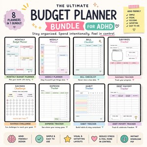 ADHD-budgetplanerare utskrivbar bunt/ enkel pengaspårare/ minimalistisk finansplanerare