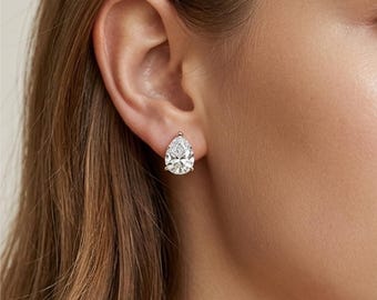 Birnen-Form-Kubikzirkonia-Bolzen-Ohrringe 2 Karat CZ Diamant Ohrringe Sterling Silber Minimalist Braut Hochzeit Schmuck Geschenk für Sie