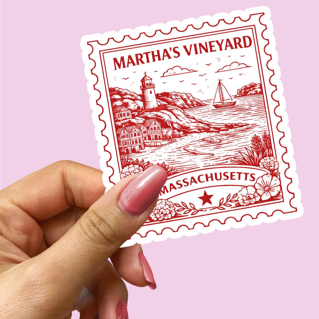 Martha's Vineyard Massachusetts Sticker, Vintage Postage Stamp Decal ...