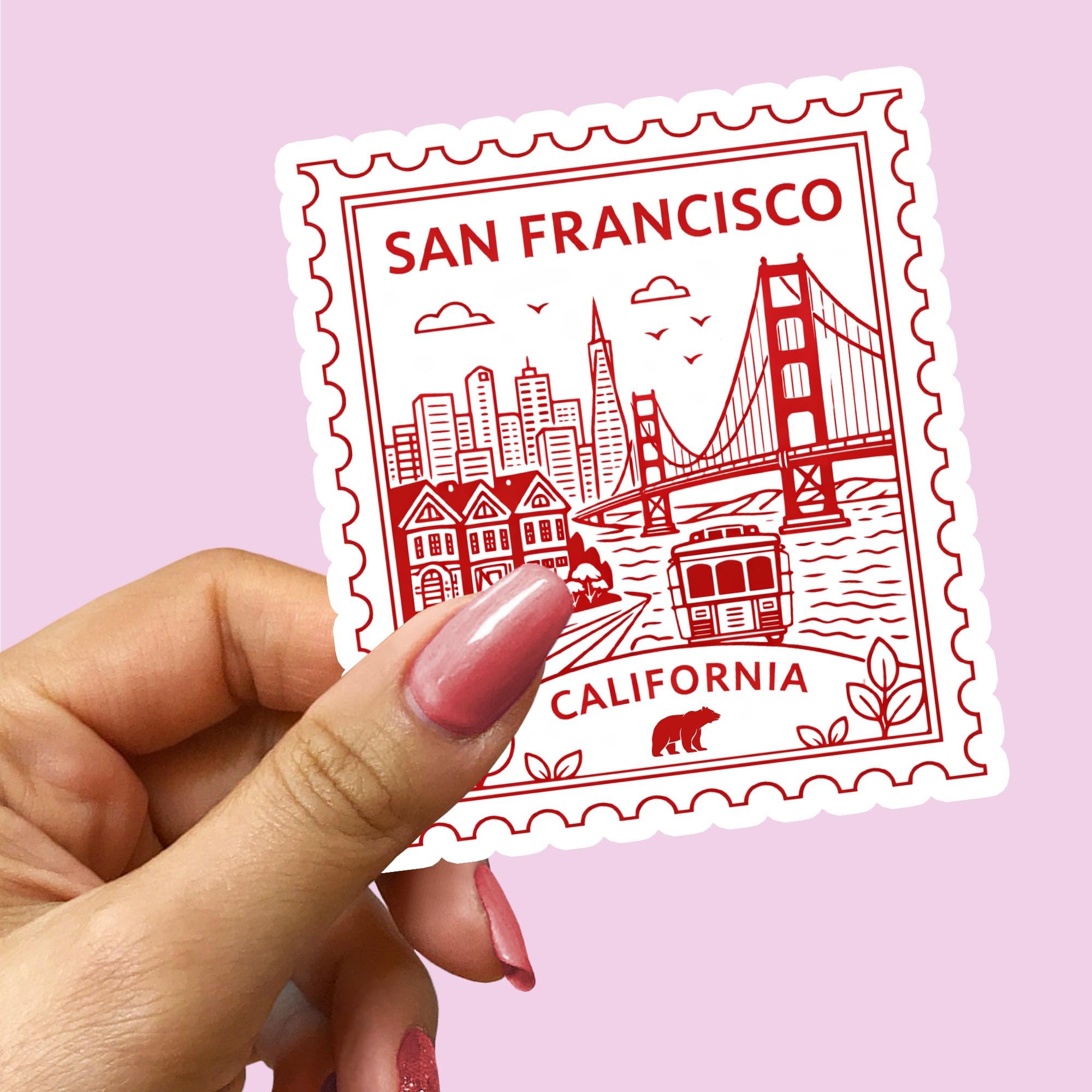 Sf Sticker San Francisco California Sticker, Vintage Postage Stamp Decal, Golden ...