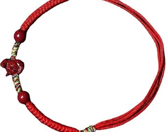 Red String Bracelet with Cinnabar Cinnabar Bead and Zodiac Monkey Charm
