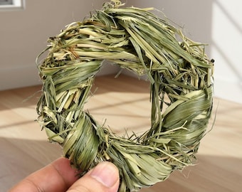 Juguetes masticables de hierba tejida natural – 4 bolas molares pequeñas para conejos y cobayas