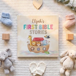 Personalized First Bible Stories Book, Custom Name Christian Children's Storybook, Baptism Gift, Baby Dedication Keepsake