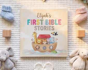 Personalized First Bible Stories Book, Custom Name Christian Children's Storybook, Baptism Gift, Baby Dedication Keepsake