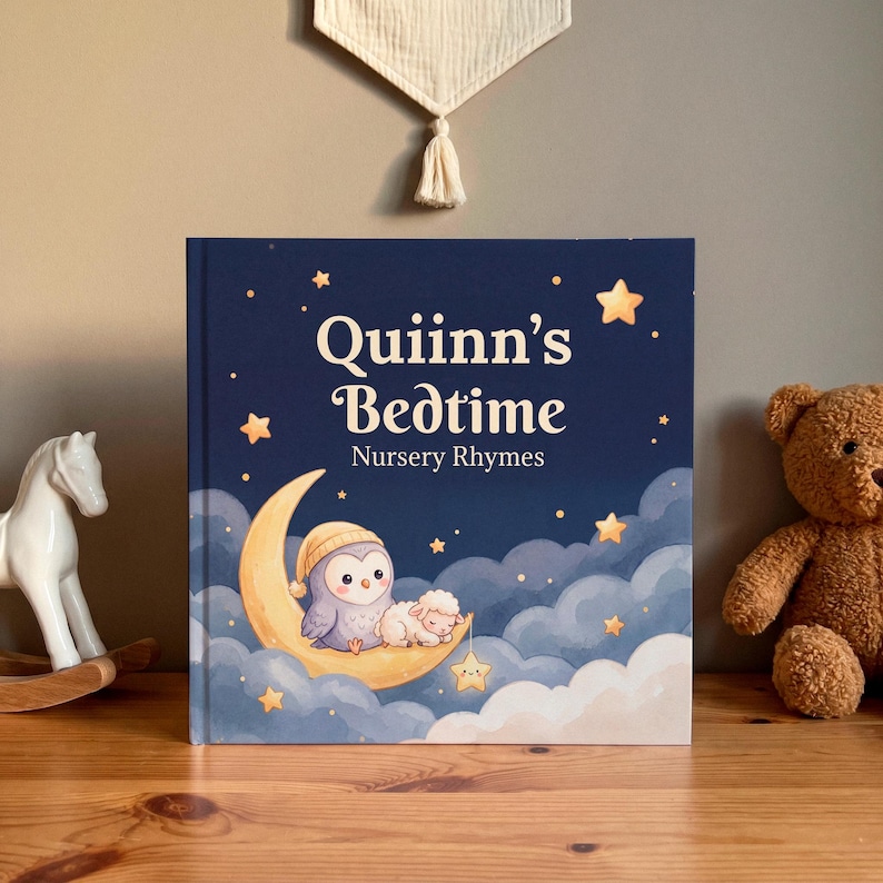 Bedtime Nursery Rhymes Book Personalized, Custom Name Lullaby Book for ...