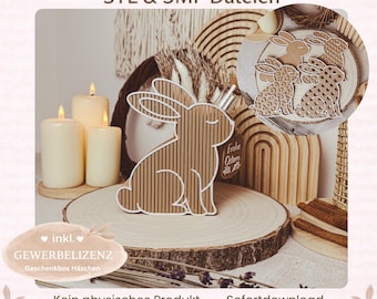 Digitale 3D Druck Datei STL 3mf, Häschen Geschenkbox, Bunny Gift Box für Ostern, Osterdeko, 5 Fronten, Boho Box DIY Geschenk