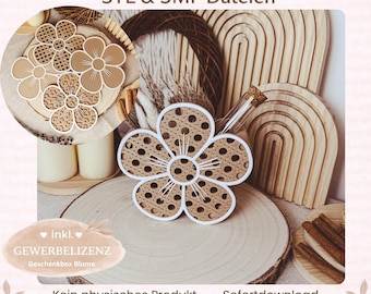 Digital 3D-utskriftsfil STL 3mf | Blompresentask | Presentförpackning med utbytbara blomfronter, DIY-dekorationsask, boho presentidé