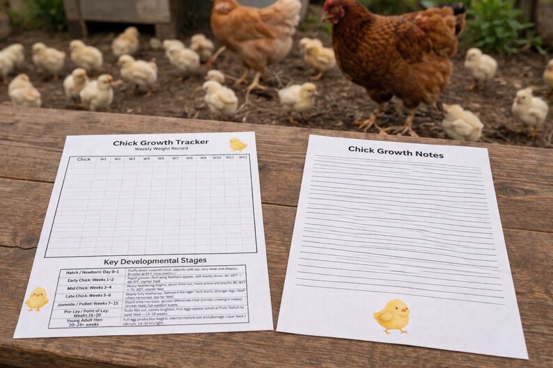 Chick Growth Tracker Printable, Baby Chicken Log PDF, Flock Development ...