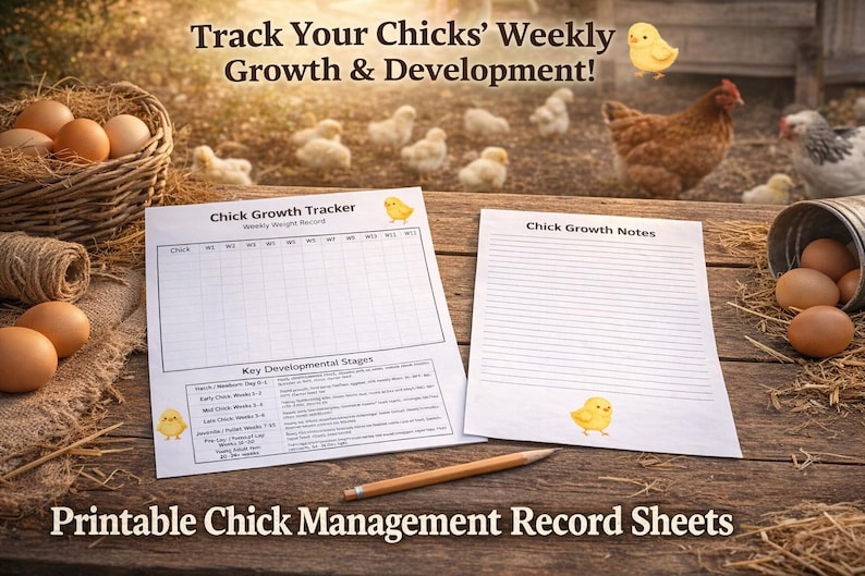 Printable Chick Growth Tracker: Baby Chicken Care & Notes Log (digital ...