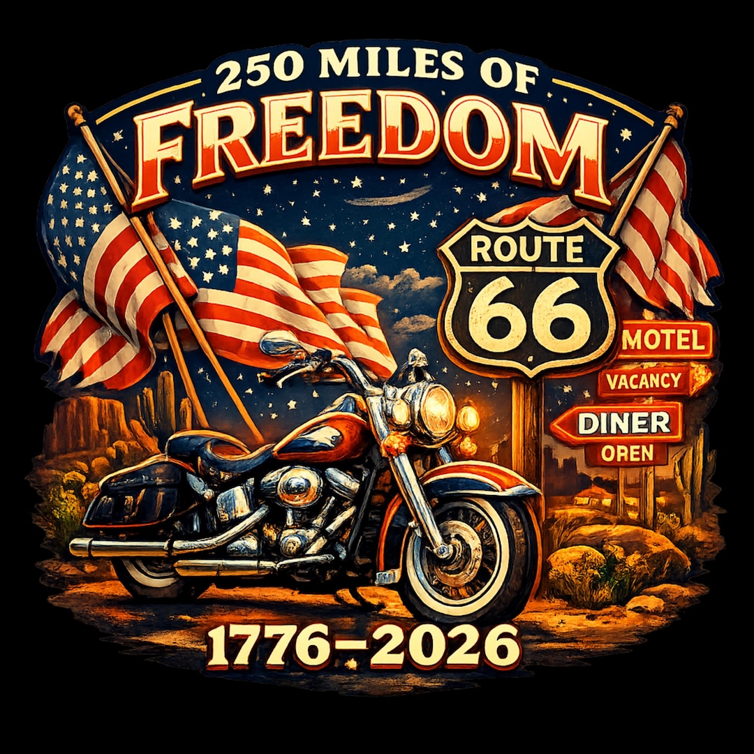 Route 66 Patriotic Motorcycle PNG SVG, Americana Biker Design (digital ...