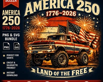 America 250 Retro Truck PNG SVG-bundel (digitale download)