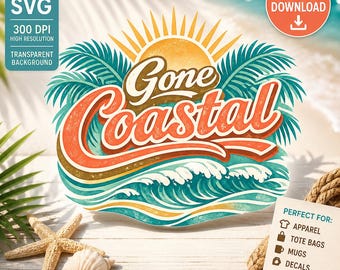 Verdwenen kust retro strandontwerp | Zomervakantie PNG SVG (digitale download)