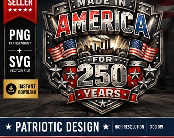 Al 250 jaar industrieel badgeontwerp gemaakt in Amerika (PNG SVG-download)