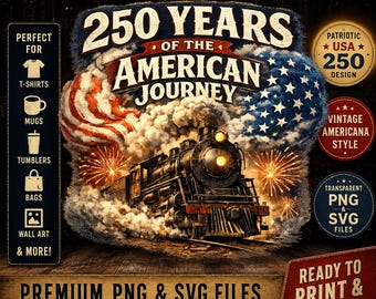 Treinontwerp VS 250, patriottische stoomlocomotief, vintage Americana, PNG SVG