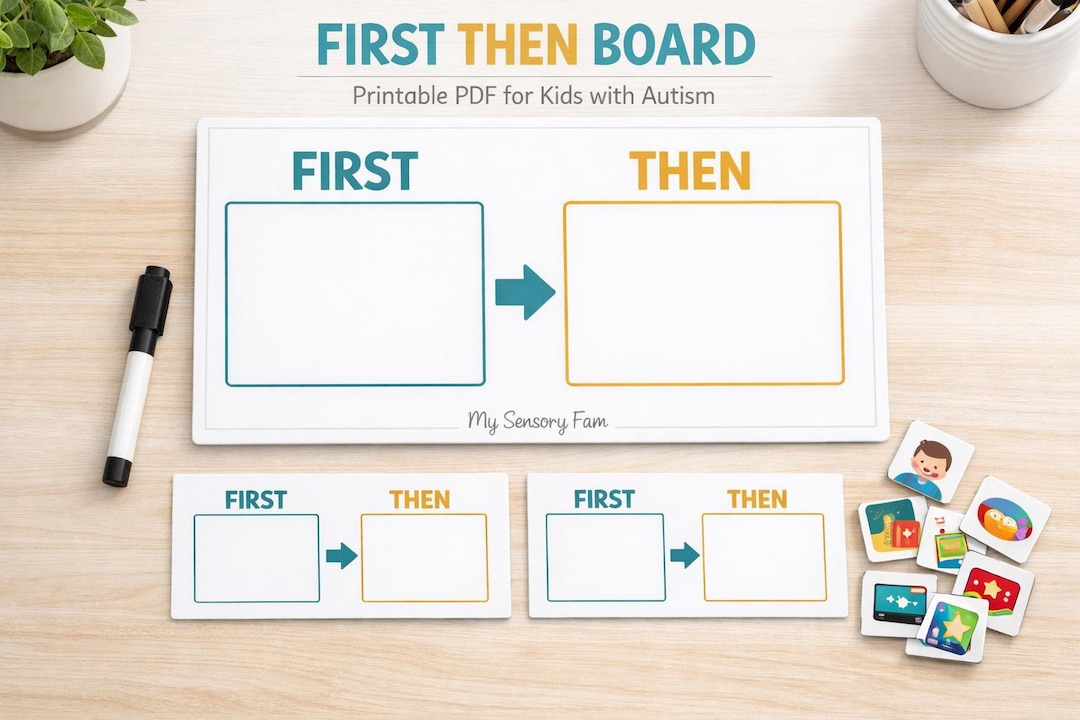 First Then Board Printable | Visual Support for Autism | ABA Therapy ...