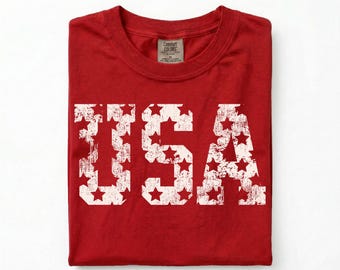 USA Shirt, Patriotic Comfort Colors Tee, Fourth of July Shirt, Distressed USA Graphic Tee, Americana Shirt, Independence Day Tee