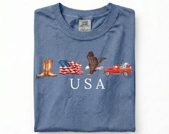 Patriotic USA Shirt, Americana Graphic Tee, Retro 4th Of July Shirt, Country USA Tee, Vintage American Shirt, Comfort Colors Tee