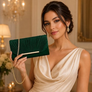 clutch for green dress Dark Green Shift Dress with Clutch Outfits (5 ideas & outfits)