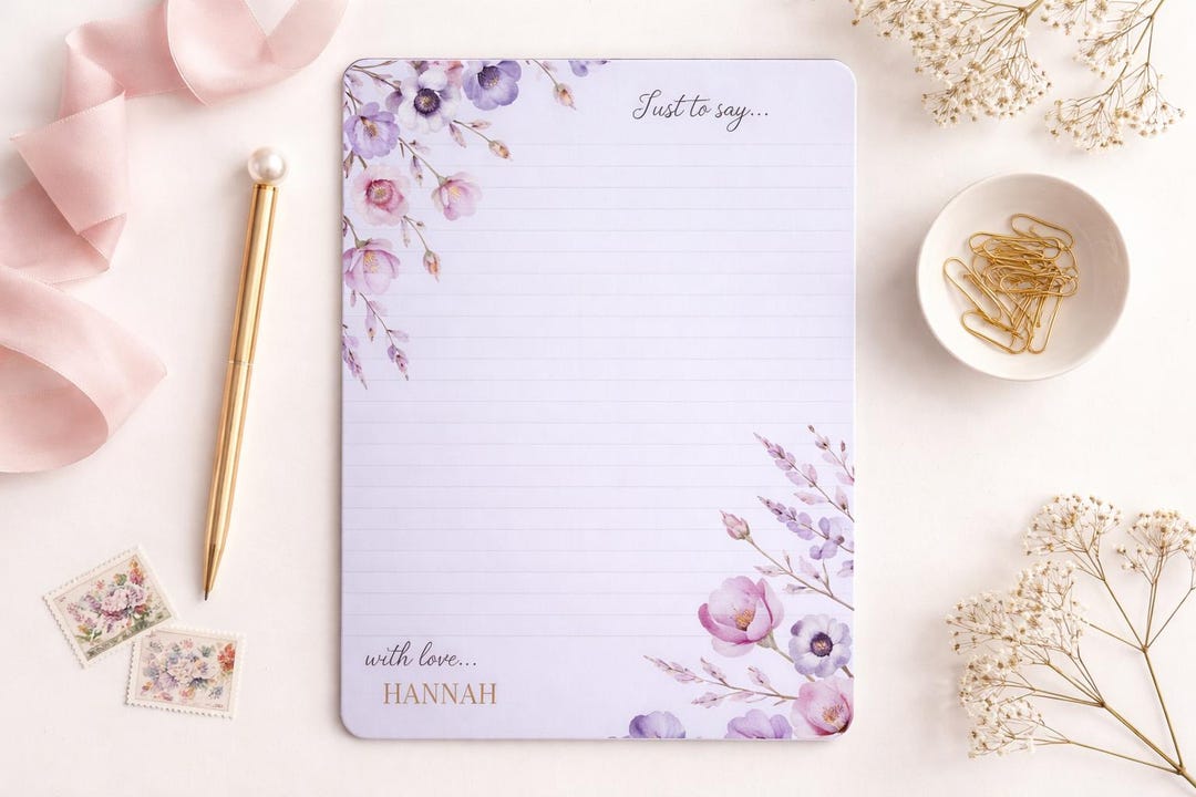 Personalised Letter Writing Paper, Watercolour Floral Design, A4 A5 ...