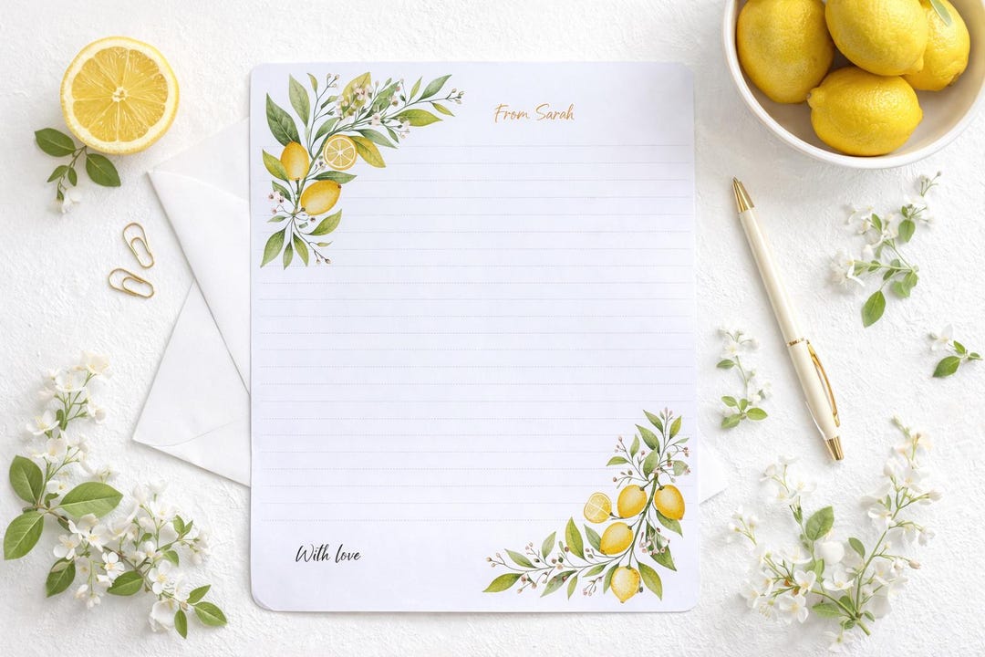 Writing Using Lemon Lemon Letter Writing Paper β Personalised Lined Stationery (A4 or A5 ...