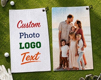 Toalla de golf personalizada, toallas con foto, logotipo y texto personalizados, toalla de doble cara con textura de gofre, regalo deportivo.