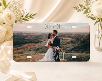 Targa personalizzata con foto e testo, decorazione per targa auto personalizzata
