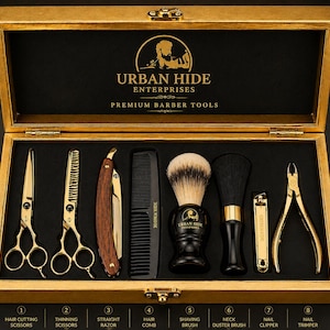 Kit de aseo personal Golden Barber, juego de herramientas profesionales de lujo