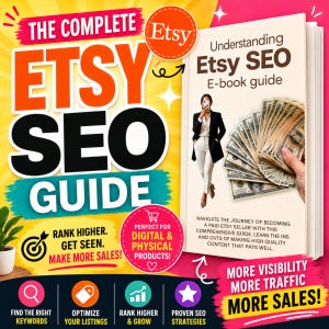 Etsy SEO Guide for Beginners | Etsy Seller Success Workbook | Learn Keywords Tags & Rankings | Digital Download Small Business Guide