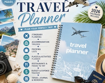 61-Page Travel Planner, Itinerary, Budget, Journal (Digital Download)