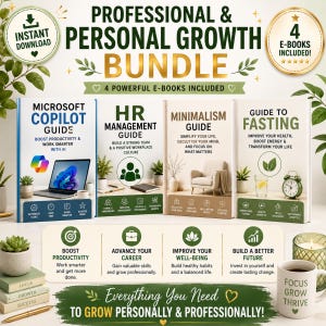 Pacchetto Crescita Professionale e Personale / Ebook su Microsoft Copilot, Gestione delle Risorse Umane, Minimalismo e Digiuno / Download Immediato
