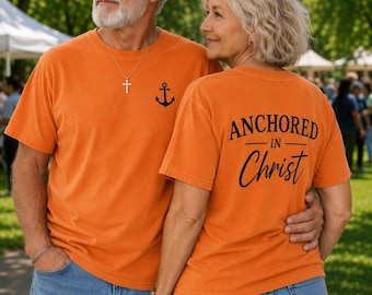 Camiseta «Anclados en Cristo» / Camiseta con estampado cristiano / Camiseta de iglesia basada en la fe / Camiseta unisex de Jesús / Regalo cristiano para hombres y mujeres
