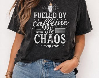 Caffeine Chaos Coffee Lover T-Shirt, Sarcastic Morning Humor Tee